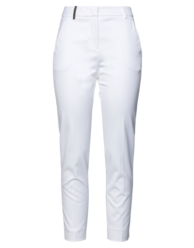 Peserico Woman Pants White Size 14 Cotton, Elastane