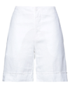 European Culture Woman Shorts & Bermuda Shorts White Size L Cotton, Linen, Elastane
