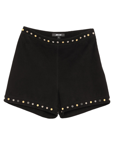 Just Cavalli Suede Shorts With Studded Trimmings In Black