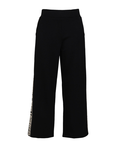 Karl Lagerfeld Bouclé-stripe Cropped Trousers In Black