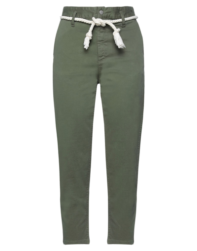 Merci .., Woman Pants Military Green Size 8 Cotton, Lycra In Green