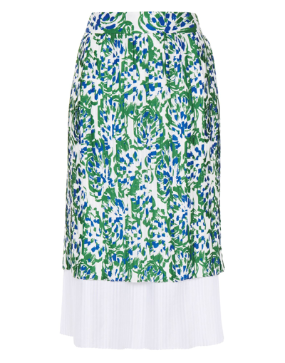 Victoria Victoria Beckham Pleated Printed Twill Midi Skirt In Green