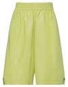 Bottega Veneta High Waisted Bermuda Shorts In Leather In Light Green