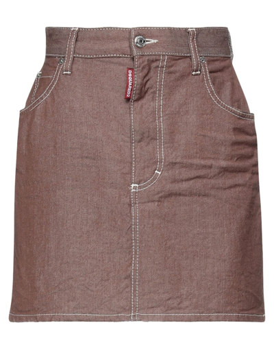 Dsquared2 Denim Skirts In Brown