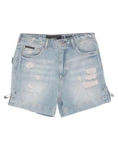 Philipp Plein Denim Shorts In Blue