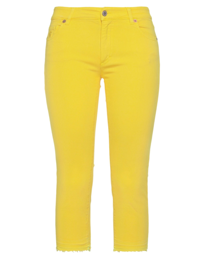 Avantgar Denim By European Culture Cropped Pants In Yellow