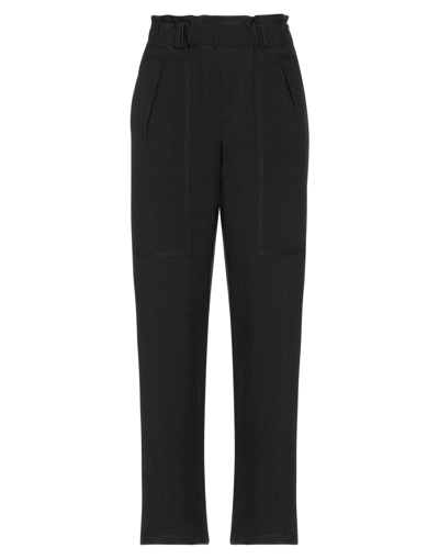 RUE DU BAC RUE DU BAC WOMAN PANTS BLACK SIZE 2 VISCOSE, LINEN,13648700UT 5