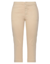 DONDUP DONDUP WOMAN CROPPED PANTS SAND SIZE 6 LINEN, COTTON, ELASTANE,13625969TH 4