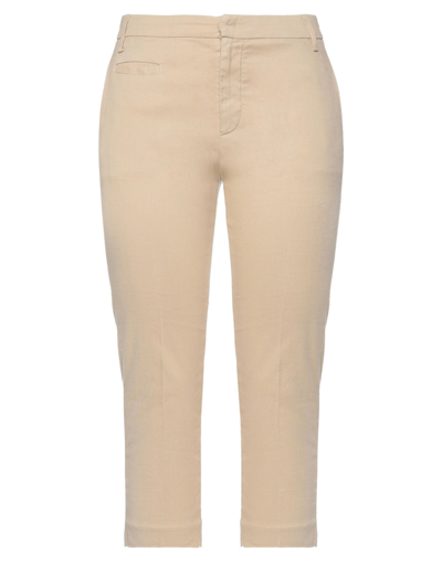 DONDUP DONDUP WOMAN CROPPED PANTS SAND SIZE 6 LINEN, COTTON, ELASTANE,13625969TH 4