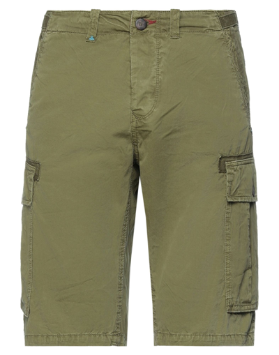 Berna Man Shorts & Bermuda Shorts Military Green Size 28 Cotton, Linen, Elastane