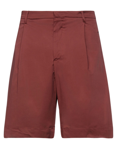 Yes London Man Shorts & Bermuda Shorts Brick Red Size 28 Cotton, Elastane