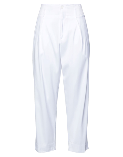 European Culture Woman Pants White Size 28 Viscose, Polyester, Cotton, Elastane