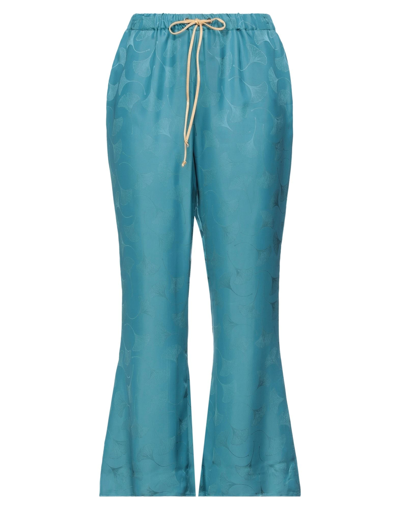 Merci .., Woman Pants Turquoise Size 8 Viscose In Blue