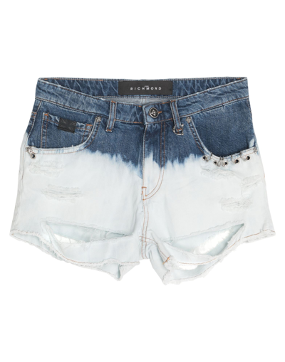 John Richmond Two-tone Denim Shorts In Light Wash