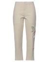 Dondup Woman Pants Beige Size 31 Cotton, Elastane