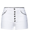 Dondup Embroidered Trim Denim Shorts In White