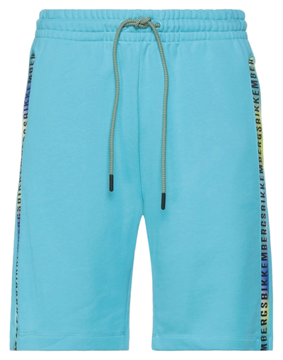 Bikkembergs Man Shorts & Bermuda Shorts Azure Size S Cotton, Polyester In Blue