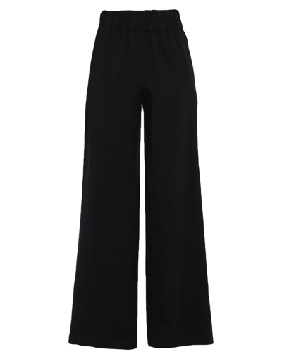 Rue Du Bac Woman Pants Black Size 6 Viscose, Linen