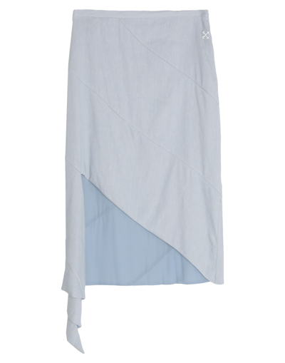 Off-white Woman Midi Skirt Sky Blue Size 4 Linen, Viscose, Elastane