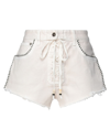 Alanui Saguaro Wash Denim Shorts In Beige
