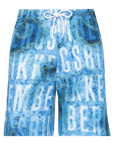 Bikkembergs Man Shorts & Bermuda Shorts Azure Size M Cotton, Elastane In Blue