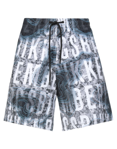 Bikkembergs Man Shorts & Bermuda Shorts Grey Size L Cotton, Elastane