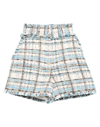 Msgm Tweed Fringe Check Shorts In Azure