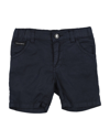 Dolce & Gabbana Kids'  Newborn Boy Shorts & Bermuda Shorts Midnight Blue Size 3 Cotton, Bovine Leather