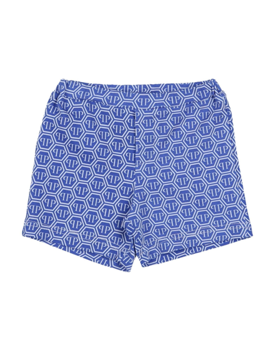Philipp Plein Kids'  Newborn Girl Shorts & Bermuda Shorts Blue Size 3 Cotton, Elastane