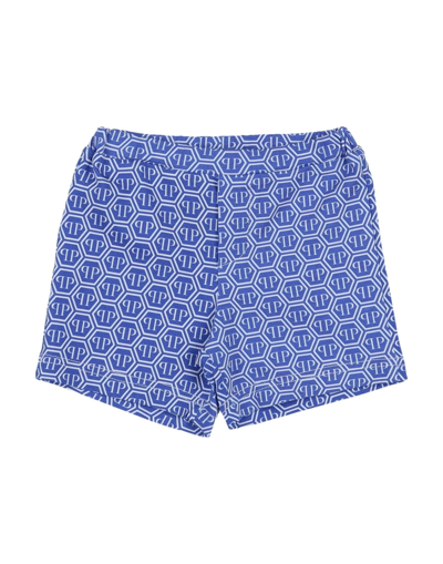 Philipp Plein Babies'  Newborn Girl Shorts & Bermuda Shorts Blue Size 3 Cotton, Elastane