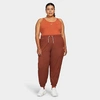 Nike Women's Sportswear Essential Oversized Woven Mid-rise Jogger Pants (plus Size) In Burnt Sunrise/white