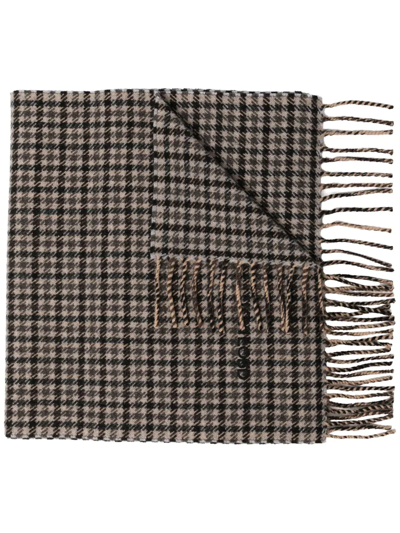 Tom Ford Fringed Houndstooth Wool And Cashmere-blend Scarf In Brown