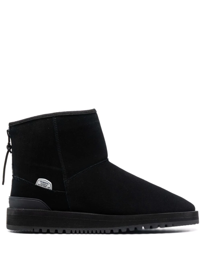 Suicoke Shearling-trim Ankle Boots In Schwarz