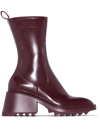 Chloé Betty High Heels Ankle Boots In Bordeaux Rubber/plasic In Burgundy