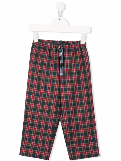 Mc2 Saint Barth Kids' Hypo Checked Straight Trousers In Red
