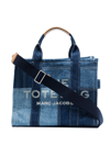 Marc Jacobs Small Traveler Patchwork Denim Tote In Blue