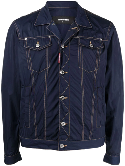 Dsquared2 Welt-pockets Buttoned Denim Jacket In Blau