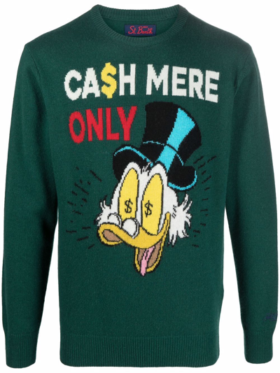 Mc2 Saint Barth Man Green Sweater Cash Mere Only Print - Special Edition Disney®