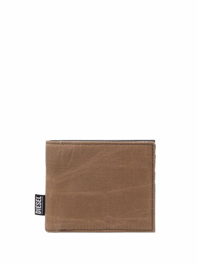 Diesel Bifold Cotton Wallet In Braun