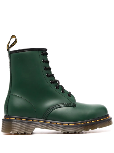 Dr. Martens' 系带皮质短靴 In Green