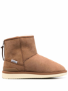 Suicoke Shearling-trim Ankle Boots In Braun