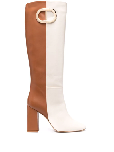 Dee Ocleppo Two-tone Knee-high Boots In Nude