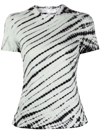 Proenza Schouler White Label Alligator-effect Tie-dye Cotton-blend T-shirt In Black / White