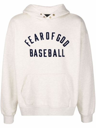 Fear Of God Baseball-print Cotton Hoodie In Neutrals
