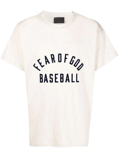 Fear Of God Logo-print Baseball T-shirt In Beige