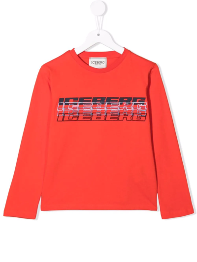 Iceberg Kids' Logo-print Cotton T-shirt In Red