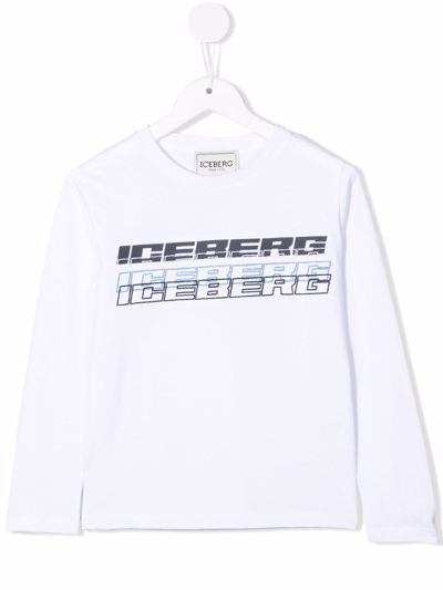 Iceberg Kids' Logo-print Long-sleeved T-shirt In White
