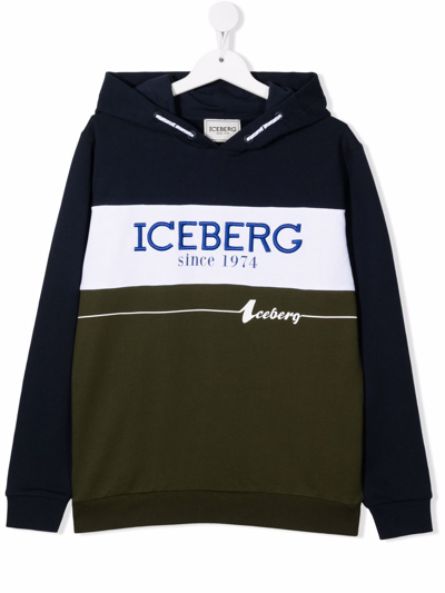 Iceberg Kids' Embroidered-logo Hoodie In Blue