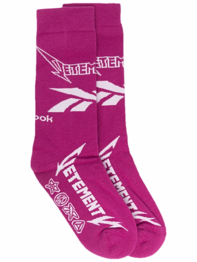 Vetements Logo-print Socks In Pink