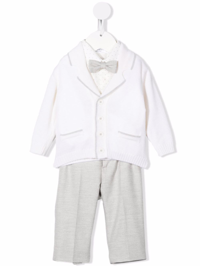 Colorichiari Babies' Striped Cotton Trouser Set In White